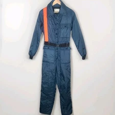 Vtg American Field Mens Navy Blue Nylon Insulated Snowsuit Coveralls Unisex