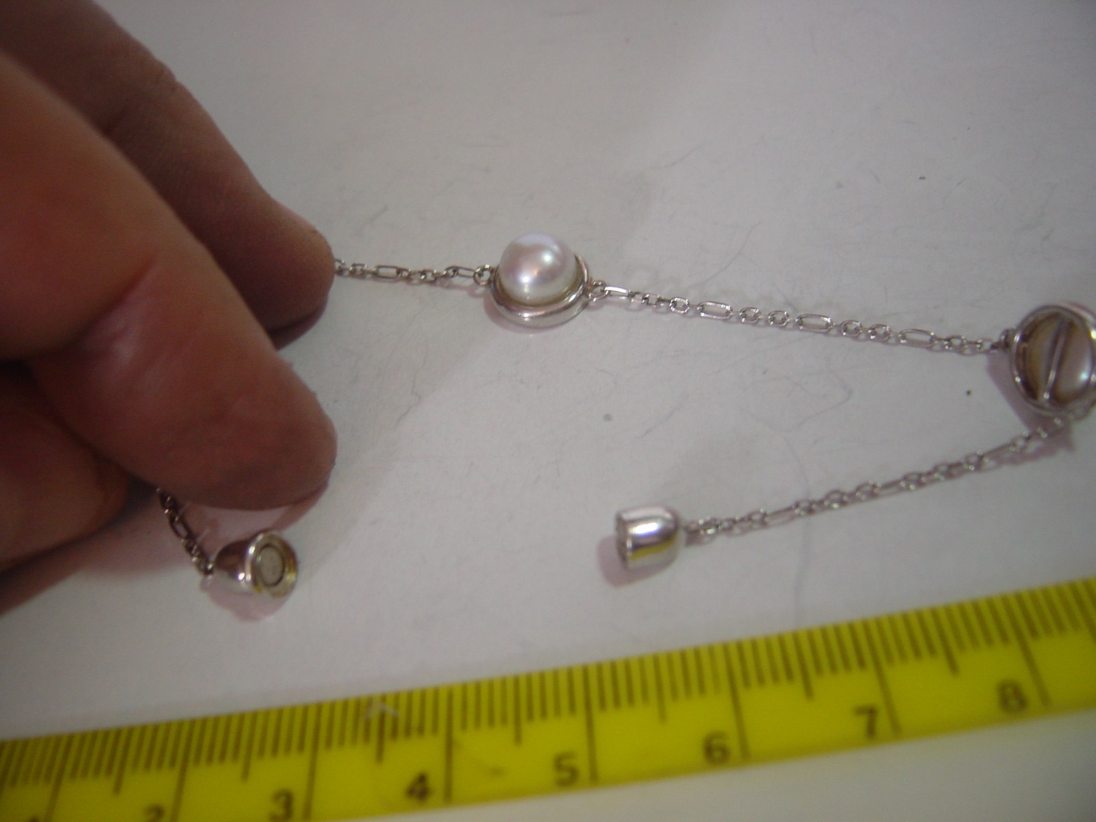 Solid Silver Bracelet-7.5" Superb Real Pearls wit… - image 8