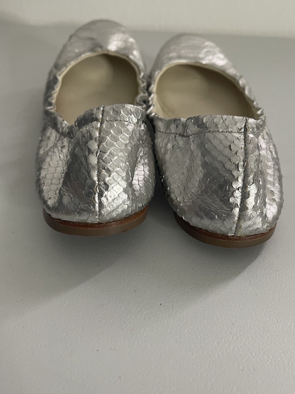 Giuseppe Zanotti Silver Python Leather Ballet Fla… - image 4