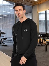 Men's Workout Sweatshirts Long Sleeve Hoodies Pullover Fit Athletic Gym Workout