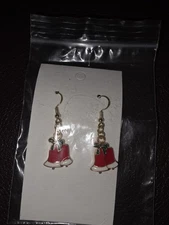 Christmas Bell Earrings Dangle Backing Red Green White 