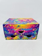 Vintage Lisa Frank Dancing Dolphins Jewelry Stationary Keepsake Box w/Mirror