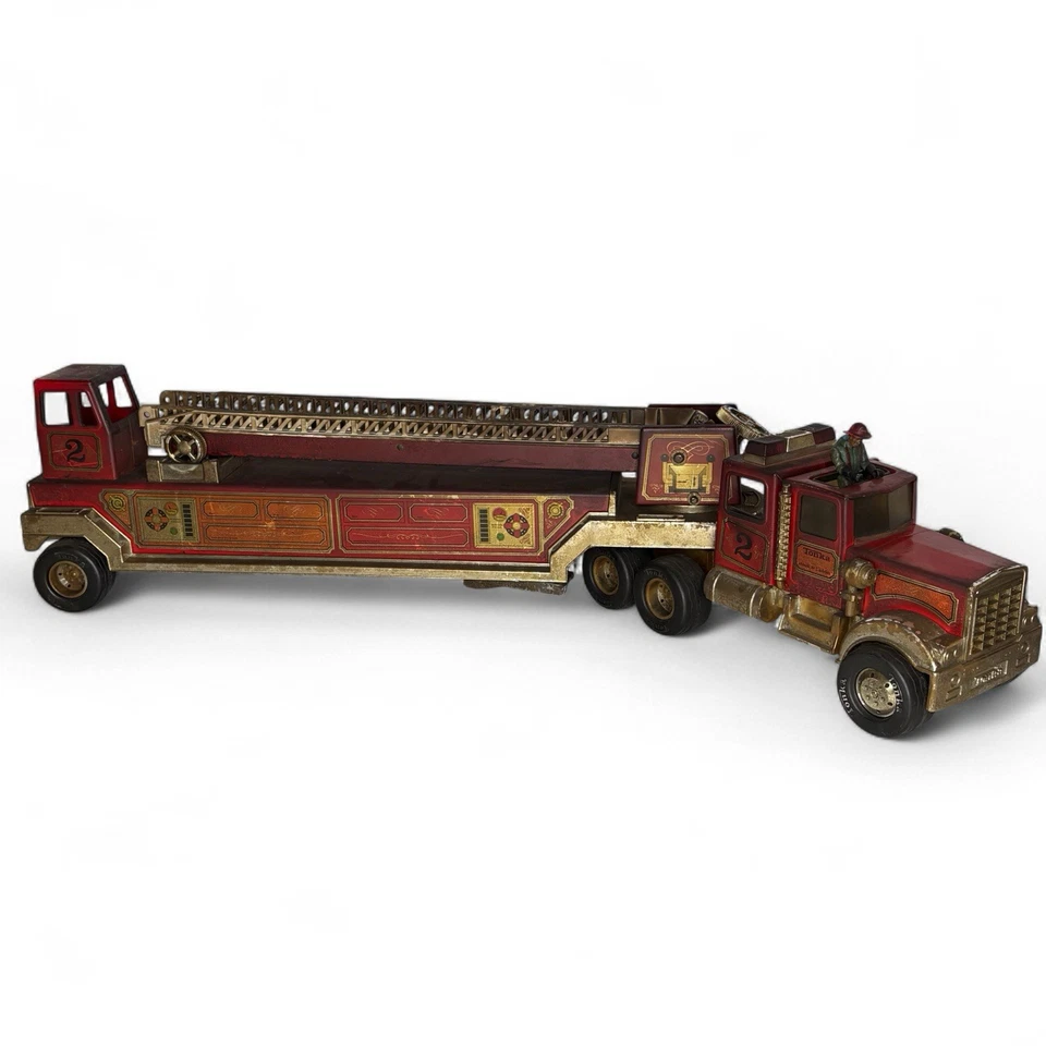 Camión de Bomberos Tonka Gancho y Escalera #2 De Colección Plástico/Acero “CON SIRENA” Hecho en EE. UU. Foto 2 de 4
