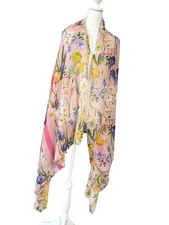 Aldo Scarf Womens One Size Pink Floral Print Lightweight Spring Wrap Shawl