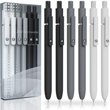 Gel Pens, 6 Pcs 0.5mm Fine Point Black Ink Pen With Smooth Writing, Office De...