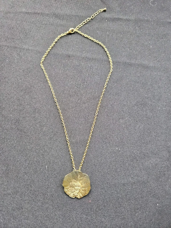 Halskette Gelb Vergoldet Messing 45+5 cm Designerschmuck Anhänger 33mm