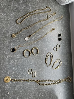 Schmuck Konvolut 15 Teilig Edelstahl Gold
