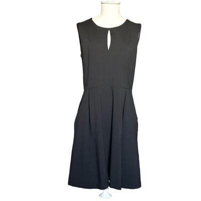 Cynthia Rowley Classic Black Dress Sleeveless Midi Pockets Size L