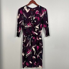 Eliza J Crossover Bodice Sheath Jersey Dress 3/4 Sleeve Size 10 Purple