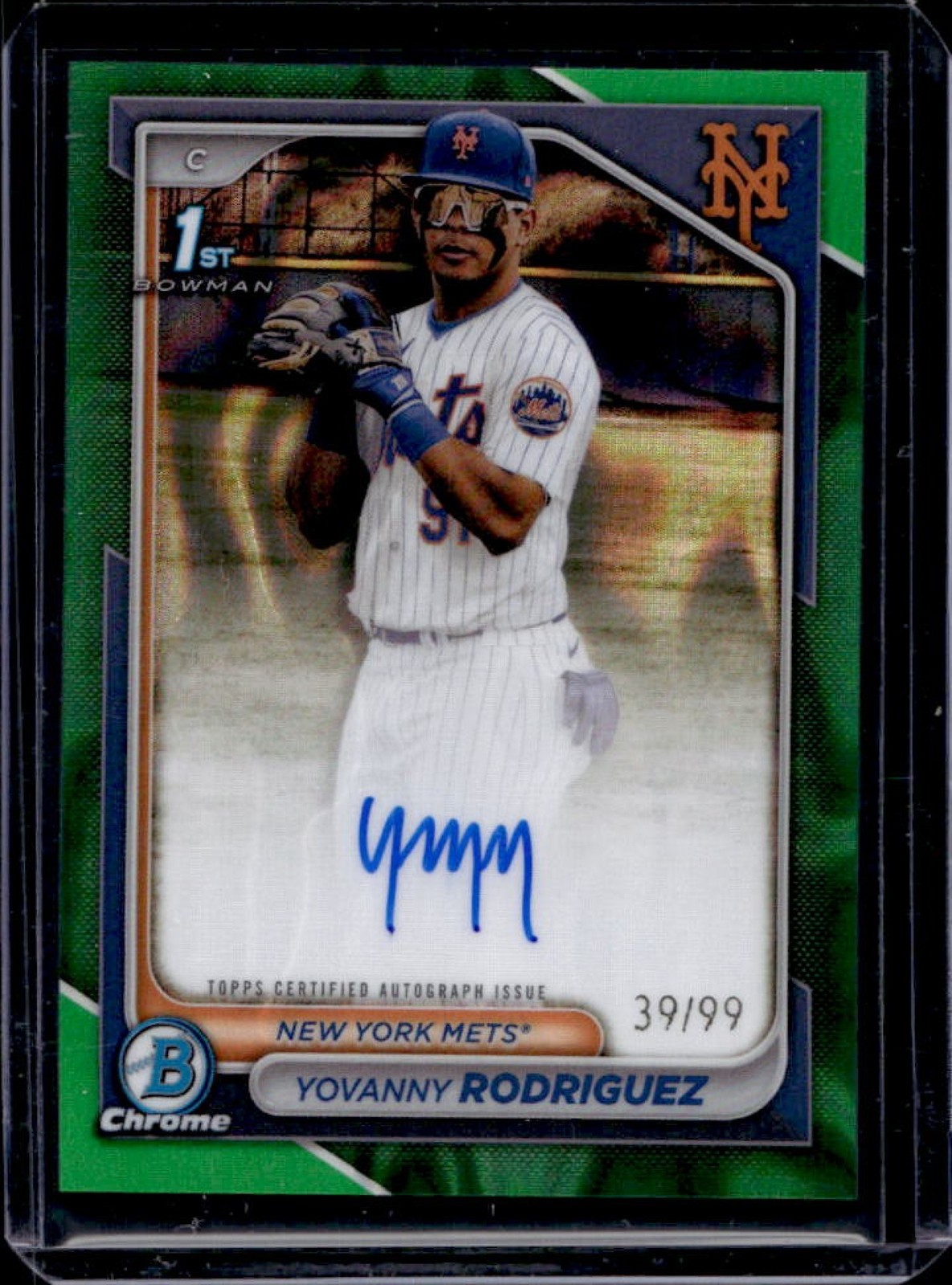 2024 Bowman Chrome Yovanny Rodriguez Auto Green Lava Refractor 1st #39/99
