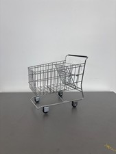 Vintage Miniature Shopping Grocery Cart with Metal Rolling Wheels