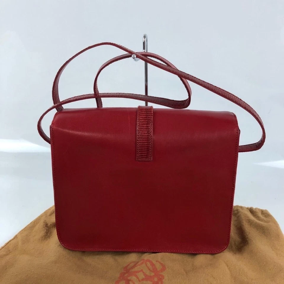 Bolso de Hombro LOEWE Cuero Rojo Auténtico Usado de Japón Foto 2 de 4