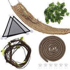 Hamiledyi Bearded Dragon Tank Accessories Lizard Large Hammock Jungle Green