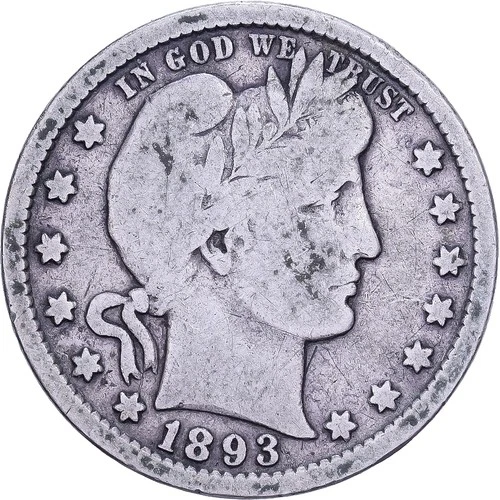 [#639317] United States, Quarter, Barber, 1893, U.S. Mint, Silver, VF, KM:114