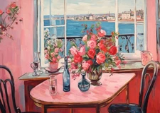 Elegant Floral Window View Wall Art Poster Premium Quality Home Decor