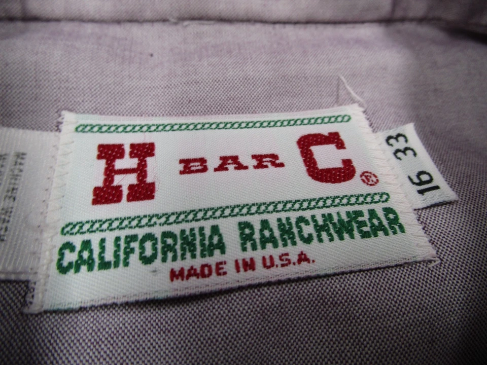 Vintage H Bar C Shirt Mens 16 33 Purple Button Up Rancher Yoke Made in USA - Изображение 3 из 4