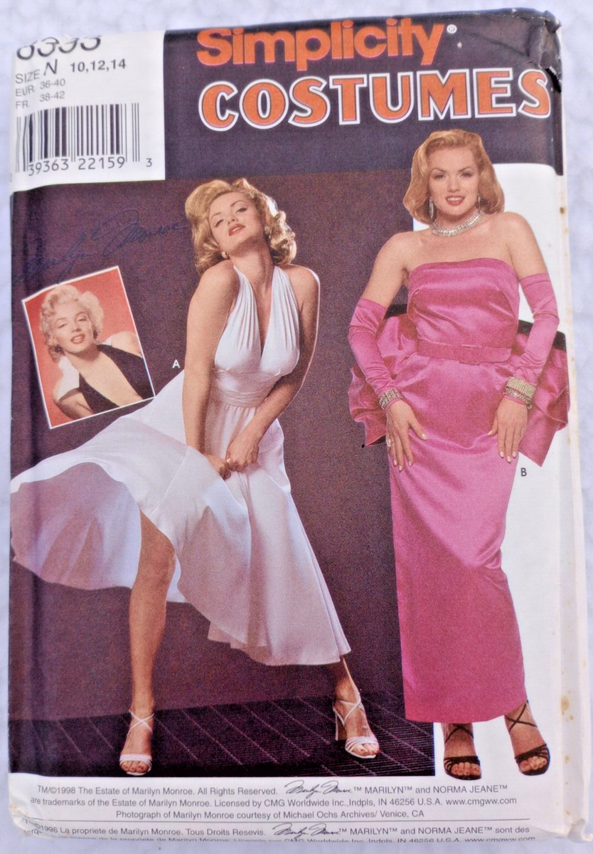 marilyn monroe white halter dress pattern VTG Halter/Strapless Costume Simplicity 8393 10-14 Material: 75% Acetate 22% Nylon 3% Elastane
