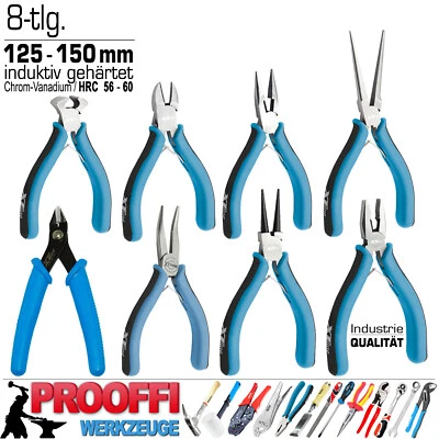 XTLINE 8-tlg Profi Feinmechaniker Zangen Set Elektroniker Modelbau Mini Zange 125-150mm