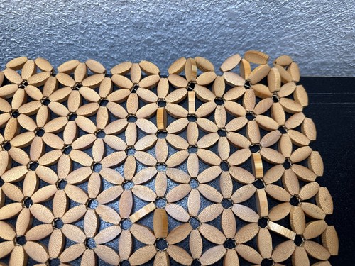 Vintage Wood Tile Flex Placemats Flowers Daisy Interlocking Boho Retro MCM - Picture 2 of 10