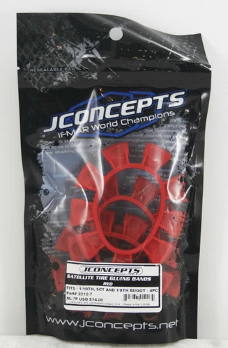 JConcepts 2212-7 JCO2212-7 Satellite Tire Gluing Rubber Bands Red - 4pc