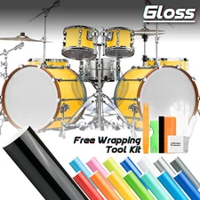 Drum Wrap Vinyl Kit Gloss Glossy For Snare Kick Bass Tom WMP Shell Skin Sticker