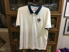 Pro Football Hall Of Fame White ADIDAS Golf Performance Polo Canton, OH SZ L