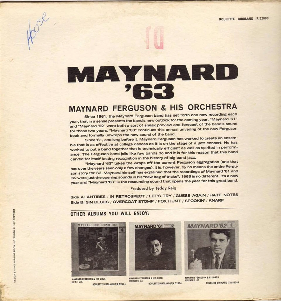    MAYNARD FERGUSON "MAYNARD '63" JAZZ TRUMPET LP ROULETTE !  - Photo 3/3