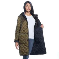 Weatherproof Ladies Reversible Quilted Long Jacket In Size S/m
