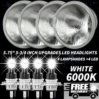 4X 5.75'' 5-3/4 LED Headlight Hi/Lo Sealed Beam Projector for Ford Mustang 1969