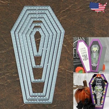 Coffin/Tombstone Nesting Cutting & Embossing Dies w Stitching – Halloween Spooky