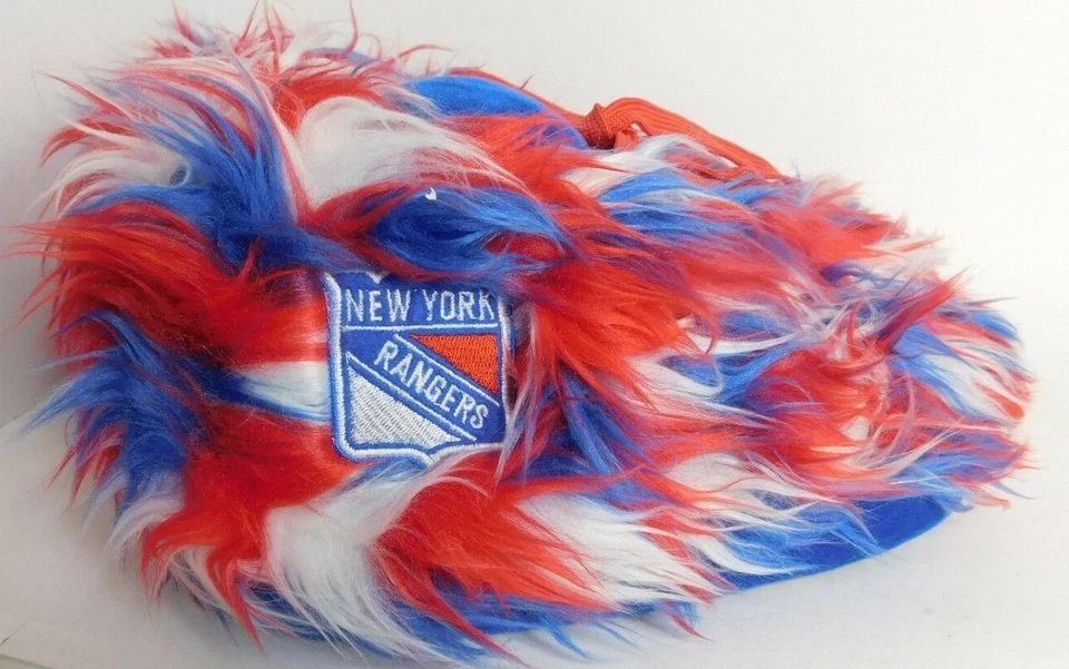 Rangers New York Sneaker Slippers aprox size 7 Fuzzy NHL NY - Image 4 of 4