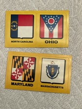 Post Cereal Premiums State Flag Stickers Gag Inc. Kelloggs NC OH MD MA