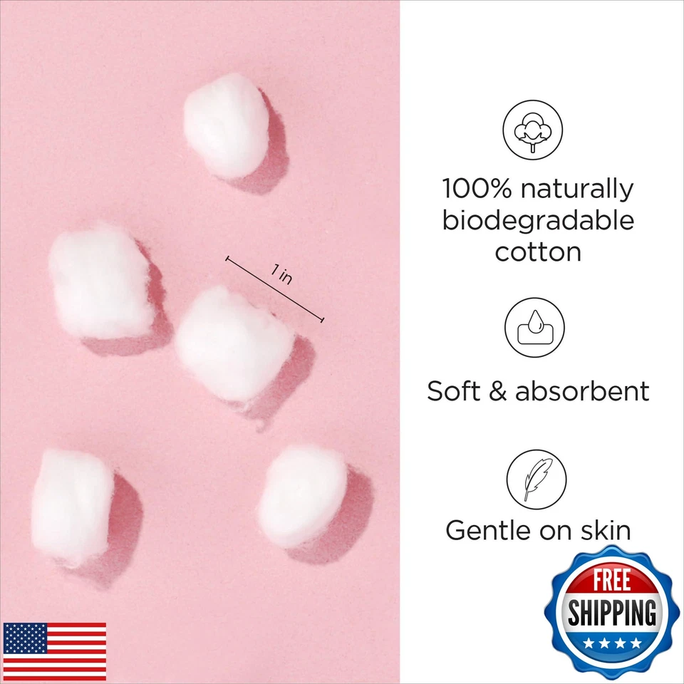 Bolas Diane 100 % algodón puro para rostro, desmaquillante, esmalte de uñas, aplicación  Foto 2 de 4