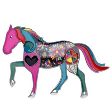 Enamel Alloy Horse Pin Brooch For Women Kid Suit Scarf Animal Jewelry Gift Charm