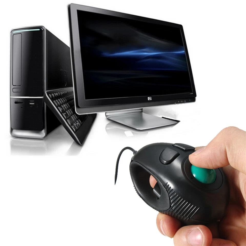 Finger Handhold 4D Mini Trackball Mouse Wired Mice Thumb Control For PC Computer - Image 3 of 4