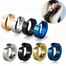 Men's Stainless Steel Non-Piercing Earring Clip on Punk Ear Stud Cuff Earrings