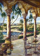 Ceramic Backsplash Tile Mural Water View Landscape - Corinthian Beachfront