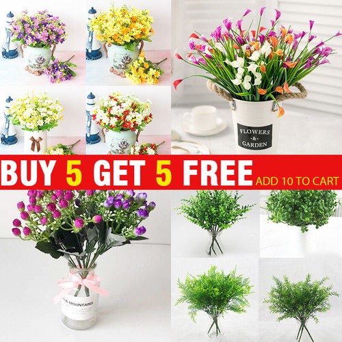 Artificial Plants Fake Leaf Foliage Flower Bouquet Garden Home Decor