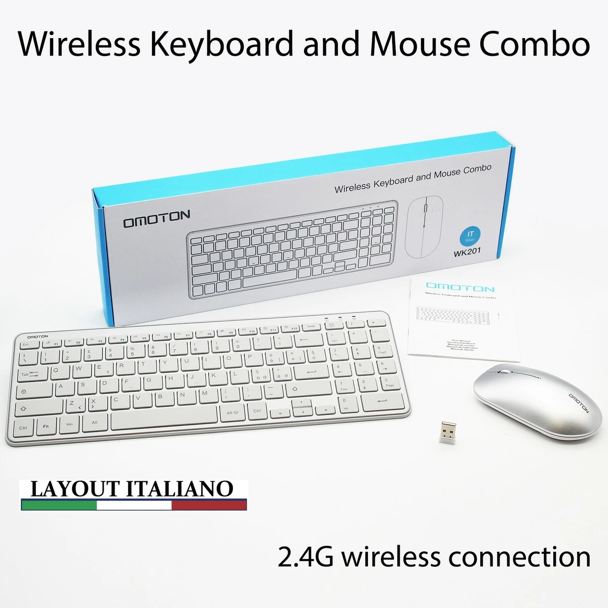 Kit Souris Et Clavier Blanche Wifi sans Fil Layout Ita Blanc Windows