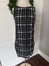 Zara Basics Women's Black and White Plaid Sleeveless Dress Sz S (F2)