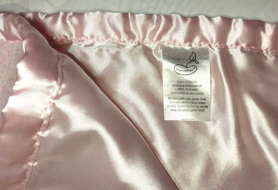 Manta Beansprout Pink Bunny Sherpa Satén Bebé Niña Difícil de Encontrar Lovey Seguridad Flores Foto 3 de 3