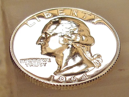 1964 Choice / Gem Proof Quarter 90%   Blazing Mirrored Surfaces  129-43