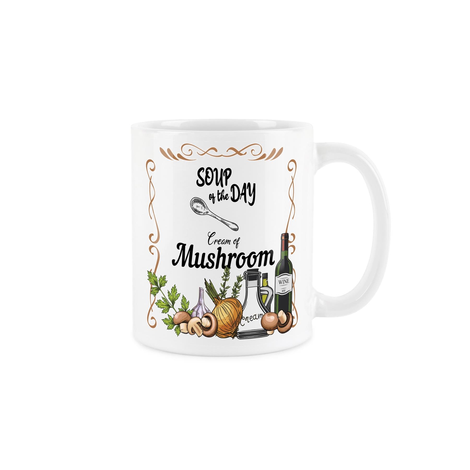 Soup Mug - Mushroom Soup of the Day Ceramic White Mug Gift