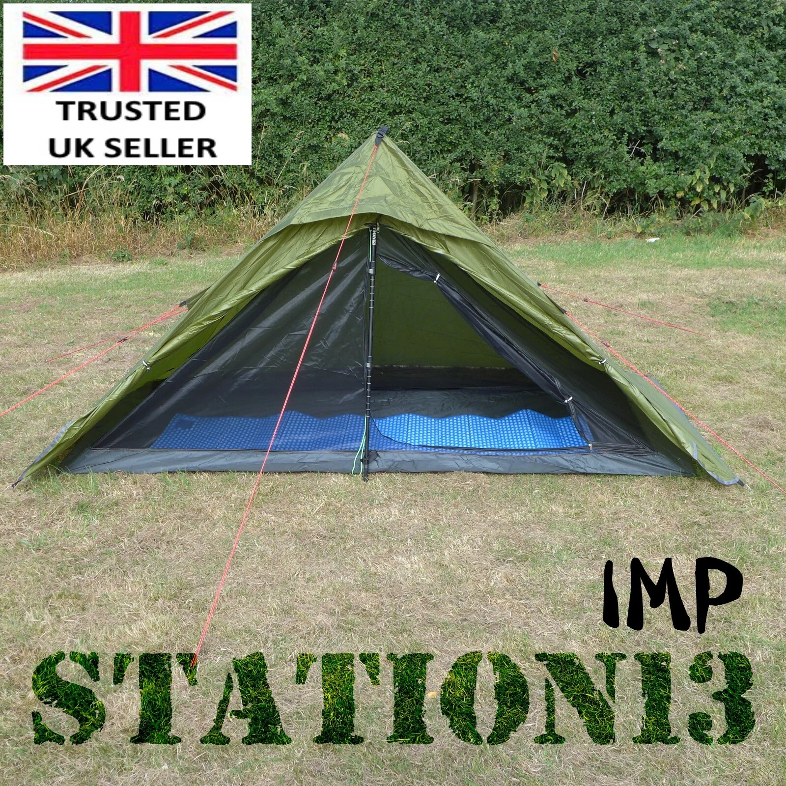 Pyramid Camping Tent - STATION13 'IMP' - Lightweight Trekking Pole Tent - 1.48kg