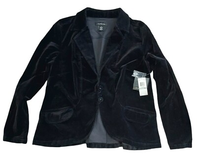 NWT Calvin Klein Black Velvet Blazer 1X Cotton Stretch Dressy