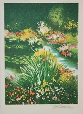 Raphael Robic - Lithography Original Signed - Jardin Water Giverny 2