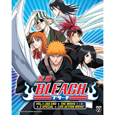 DVD BLEACH COMPLETE SERIES + LIVE ACTION MOVIE (1-366 EPS+4 MOVIES+2 SP+1 LiveA)
