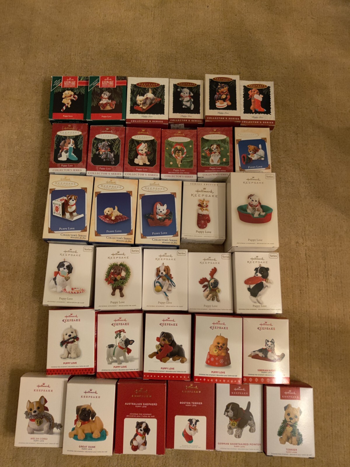 Lot of 33 Hallmark Ornaments Puppy Love Series 1991 2023 complete series eBay