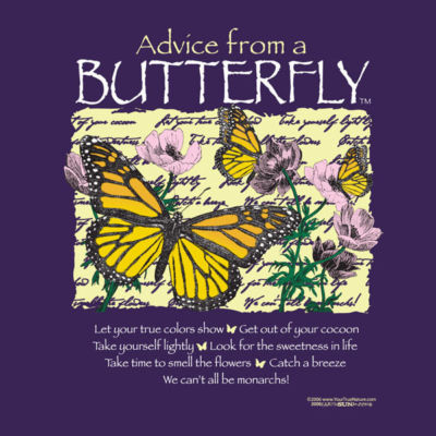 Butterfly T-shirt S M L XL 2XL Advice Cotton NWT Short Sleeve Purple Ladies