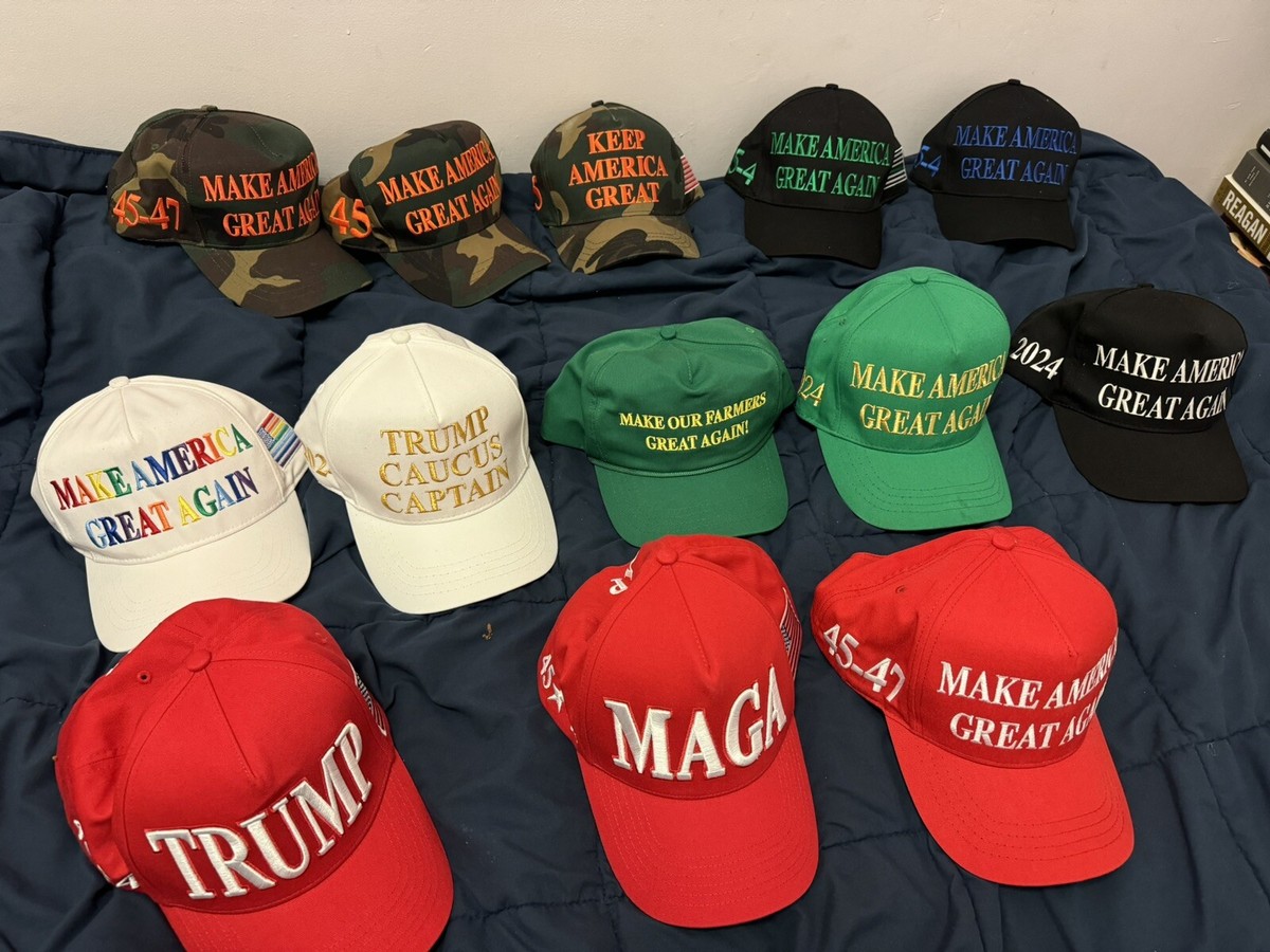 RARE MAGA LOT Cap 45-47 Authentic Cali Fame official Donald Trump 13 Hats